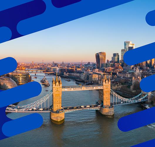 Tower Bridge and the London skyline at sunset