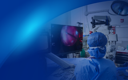 An image of two surgeons performing cataract surgery in an operating room